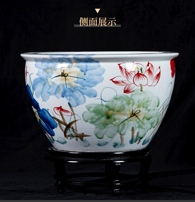 Jingdezhen ceramic hand - made aquarium large home sitting room landscape garden floor furnishing articles is suing green plant adornment