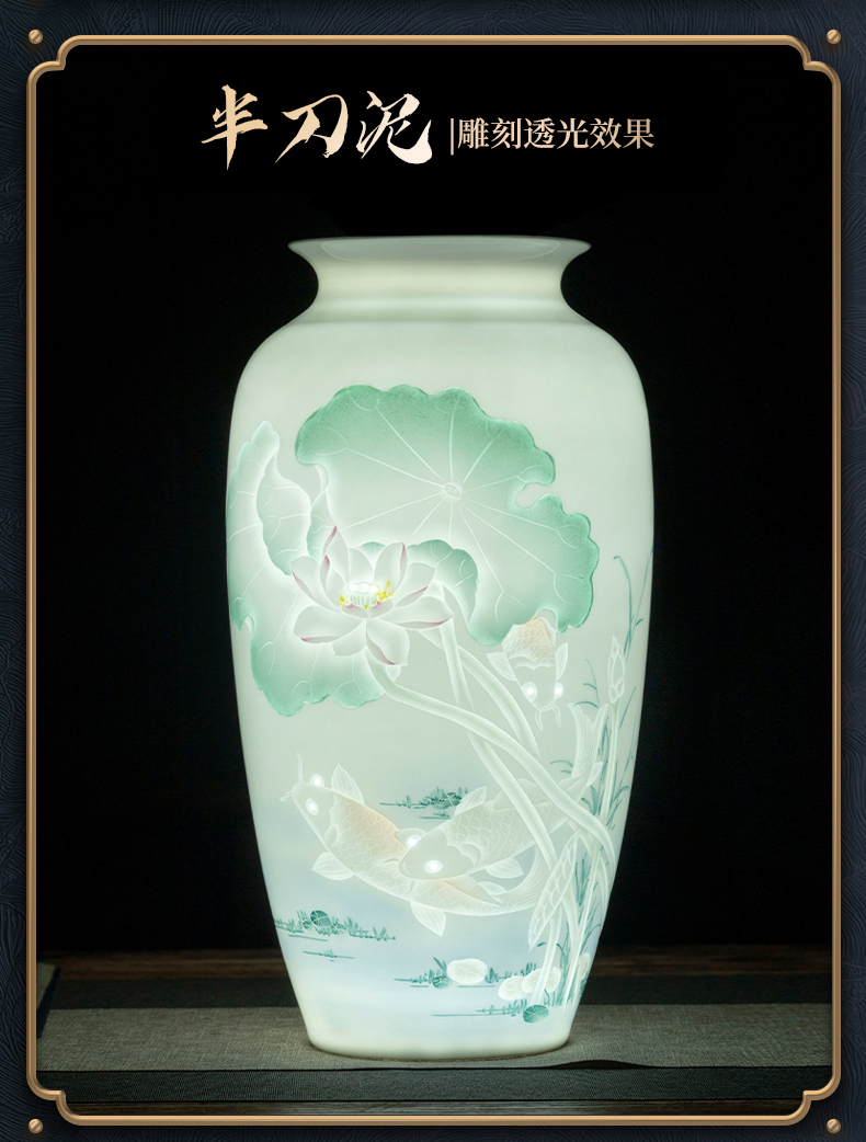 The Master of jingdezhen ceramic hand - made enamel vase of new Chinese style furnishing articles sitting room adornment handicraft carving knife clay