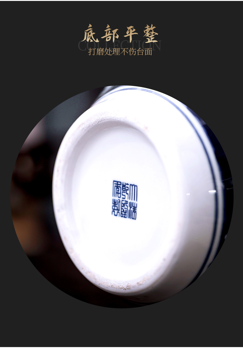 Jingdezhen ceramic antique Chinese style living room lucky bamboo of blue and white porcelain vase rich ancient frame process study adornment furnishing articles