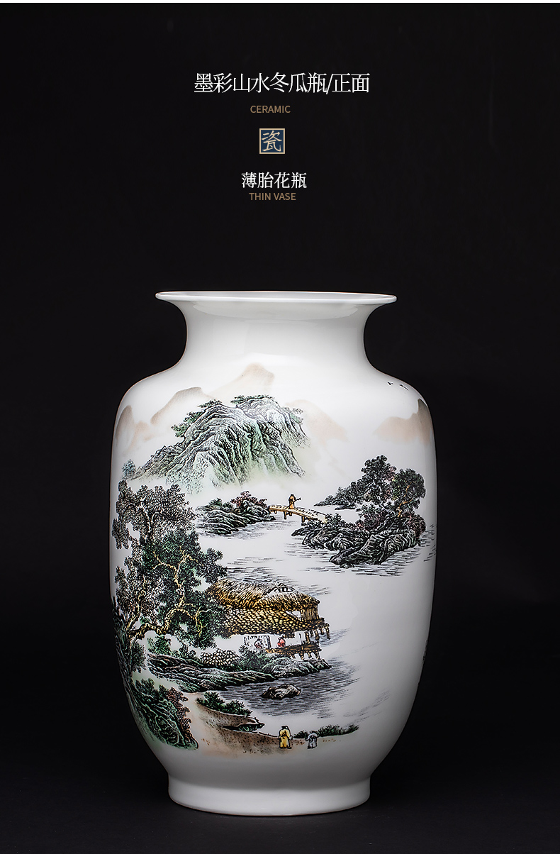 Blue and white porcelain vase furnishing articles of jingdezhen ceramics Chinese flower arranging rich ancient frame home decoration handicraft sitting room