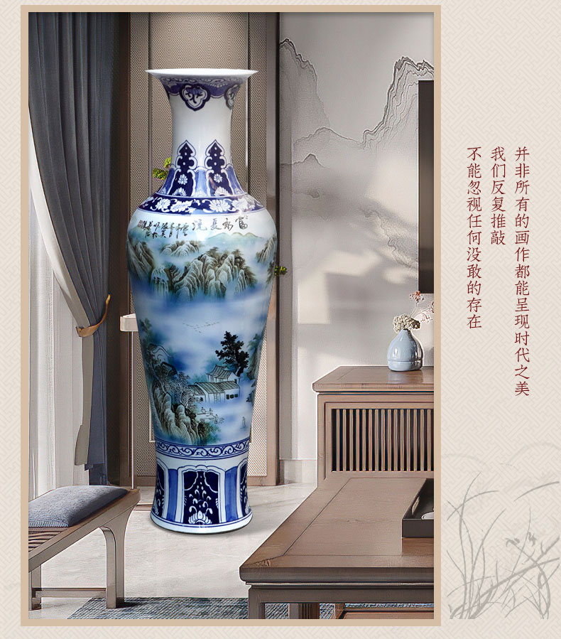 Jingdezhen ceramics of large vases, hand - made hotel opening gifts sitting room place of blue and white porcelain household act the role ofing is tasted