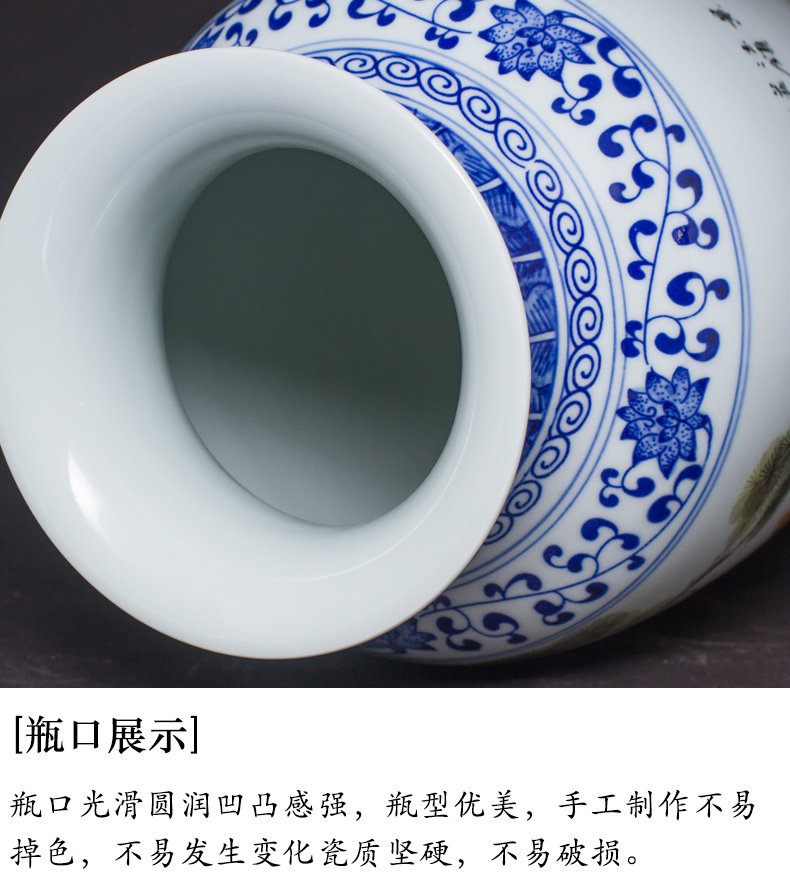 Jingdezhen ceramics bucket color of blue and white porcelain vase flower arranging the new Chinese rich ancient frame sitting room adornment is placed