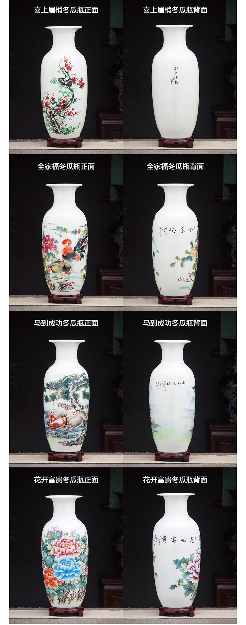 Jingdezhen ceramics big new Chinese style living room blue and white porcelain vase furnishing articles lucky bamboo flower arrangement home decoration