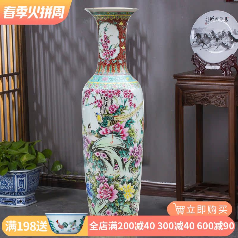 Jingdezhen ceramics large sitting room archaize pure hand draw large vases, Chinese style household decoration as furnishing articles