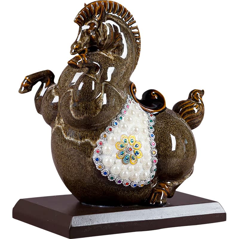 Jingdezhen ceramic creative up zodiac pearl horse furnishing articles of handicraft home sitting room study adornment ornament