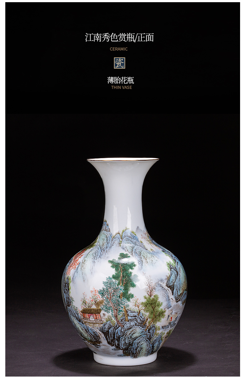 Jingdezhen ceramics hand - made the master of landscape painting thin body porcelain vase furnishing articles Chinese flower arranging sitting room household act the role ofing is tasted