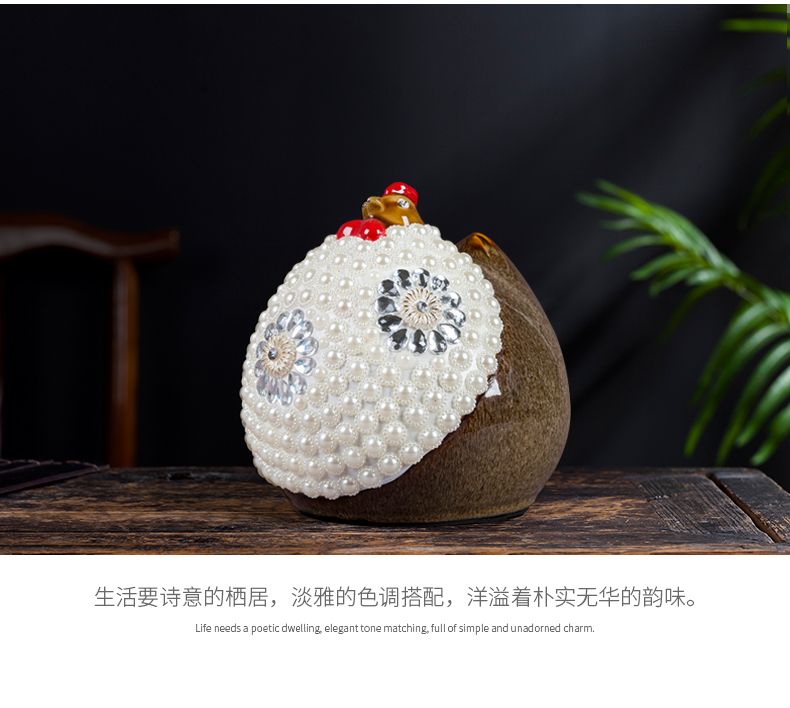 Jingdezhen ceramic up guinea fowl new sitting room of Chinese style household wine creative furnishing articles furnishing articles craft ornaments