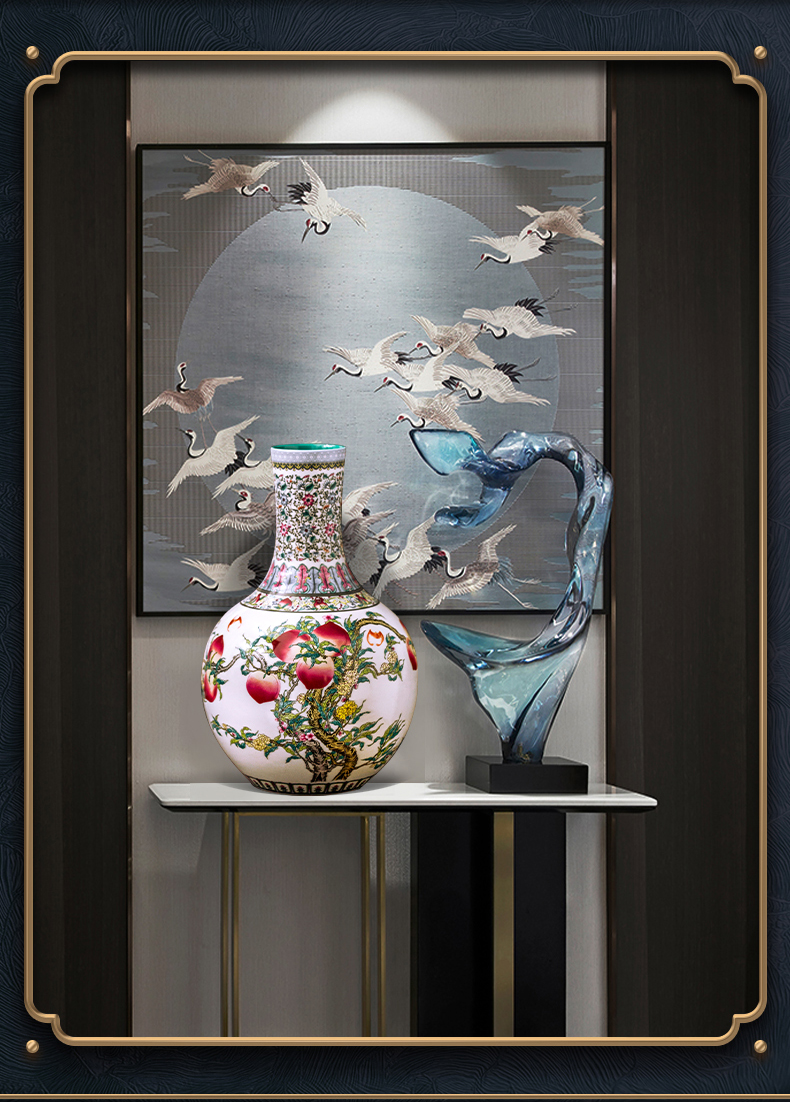 Jingdezhen ceramic antique qianlong pastel celestial vase hand - made porcelain household of Chinese style living room furnishing articles of handicraft