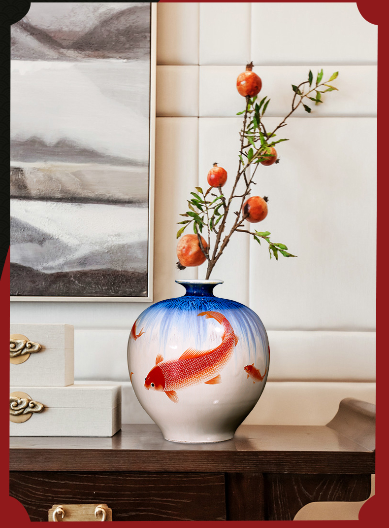 Jingdezhen ceramics archaize of pomegranate vases, flower arranging new Chinese style classical sitting room adornment is placed more every year