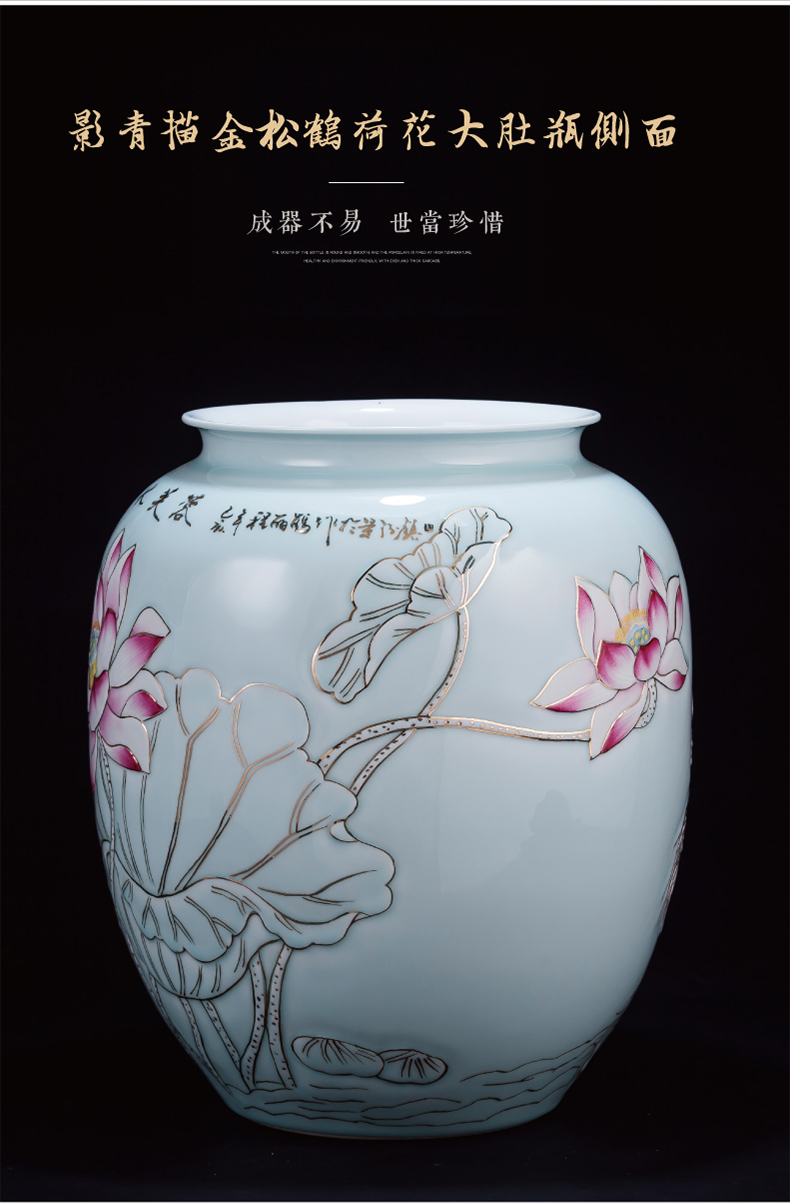 The Master of jingdezhen ceramic hand - made shadow see colour pastel blue pot - bellied bottle of new Chinese style home sitting room adornment is placed