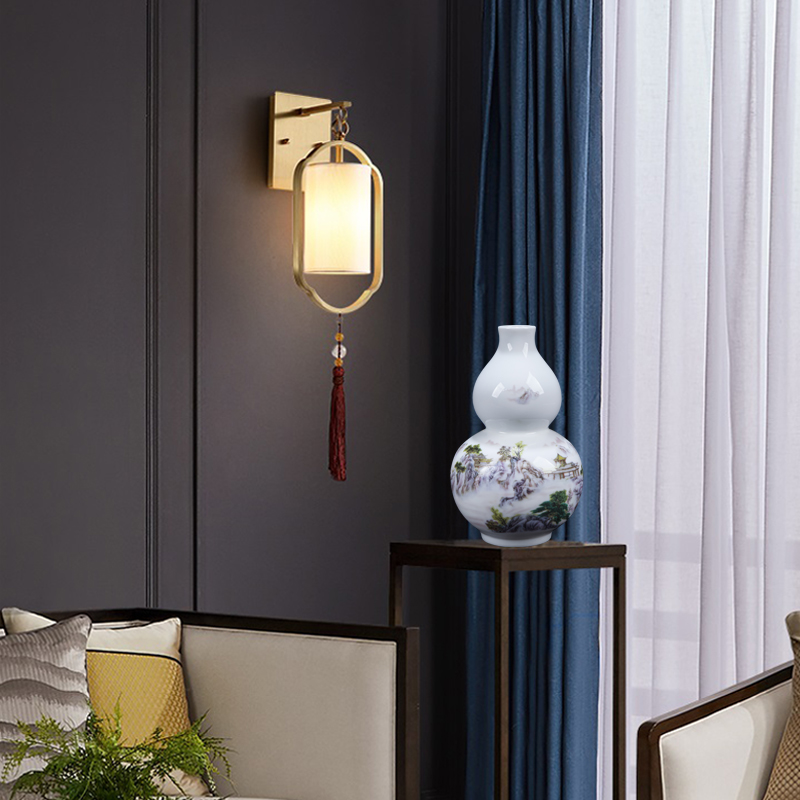 Jingdezhen chinaware bottle gourd floret bottle furnishing articles sitting room of Chinese style household flower arranging rich ancient frame decorative arts and crafts