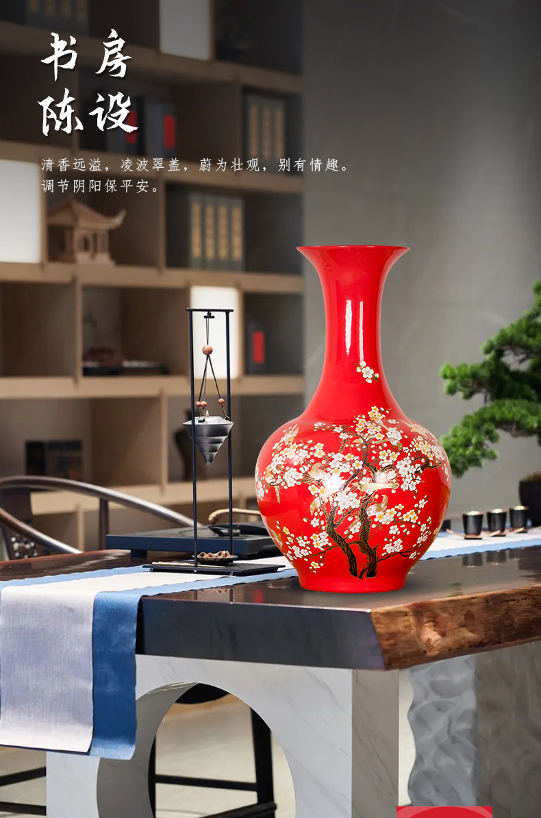 Beaming Chinese jingdezhen ceramics red vase bedroom adornment study of new Chinese style porch place