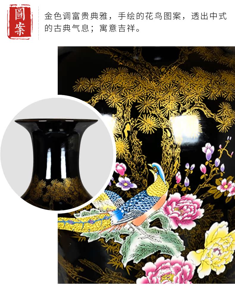 Jingdezhen chinaware big blue vase furnishing articles of Chinese style living room TV ark landed a large decorative arts and crafts
