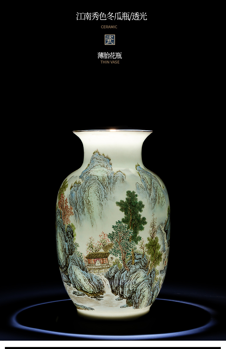 Jingdezhen ceramics hand - made the master of landscape painting thin body porcelain vase furnishing articles Chinese flower arranging sitting room household act the role ofing is tasted