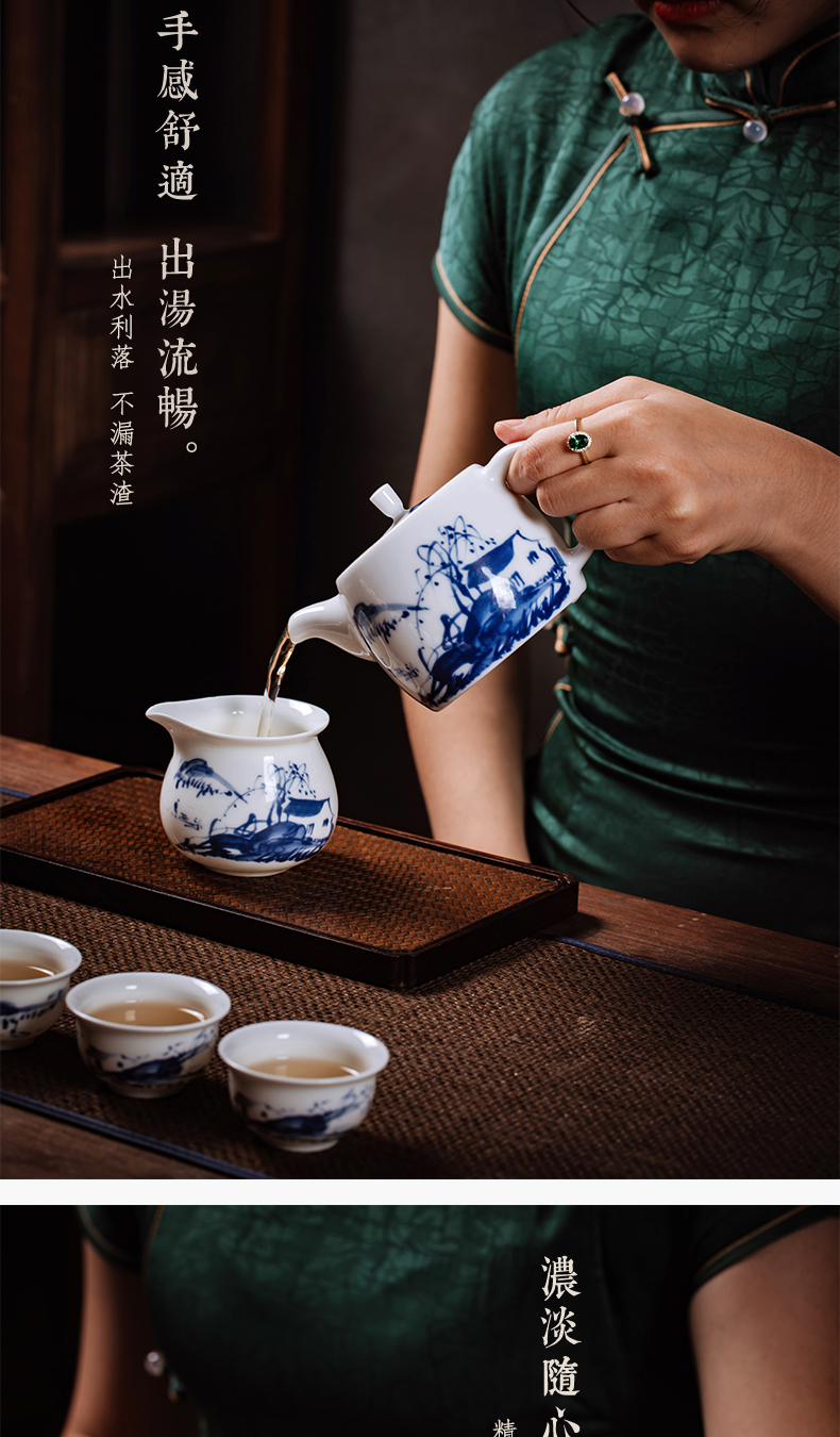 Jingdezhen hand blue and white porcelain tea sets of high - grade ceramic masters cup visitor home office gift boxes