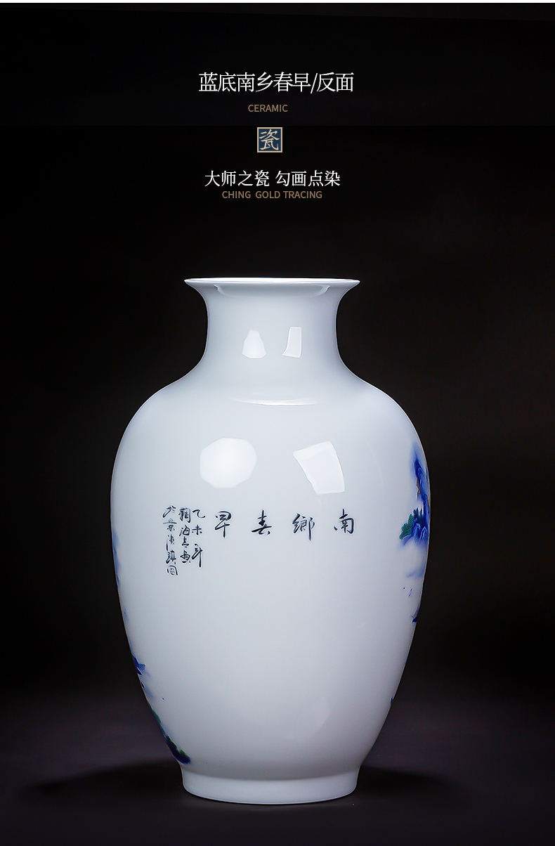 The Master of jingdezhen ceramics hand - made eggshell porcelain vase landscape painting new Chinese flower arranging rich ancient frame is placed in the living room