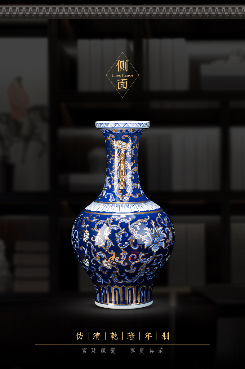 Jingdezhen ceramics master see colour light blue and white porcelain vase large antique Chinese style living room office furnishing articles of key-2 luxury