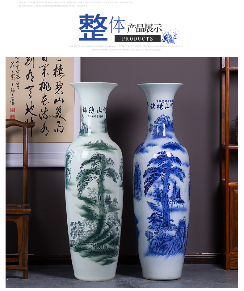 Chinese blue and white porcelain of jingdezhen ceramics of large vase furnishing articles sitting room adornment to heavy large hotel