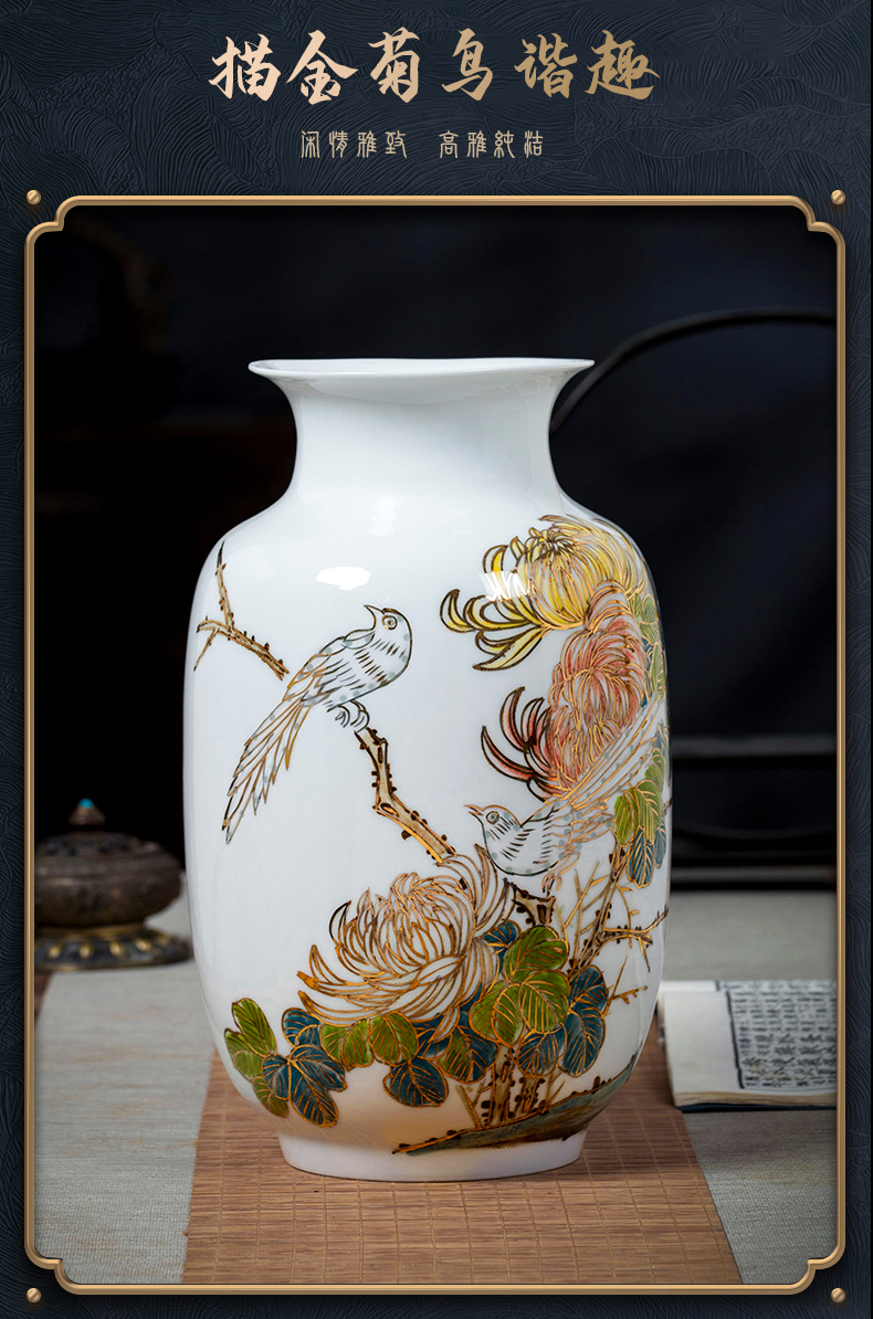 Jingdezhen ceramic paint hand - made vases furnishing articles sitting room flower arranging office of new Chinese style decoration porcelain arts and crafts