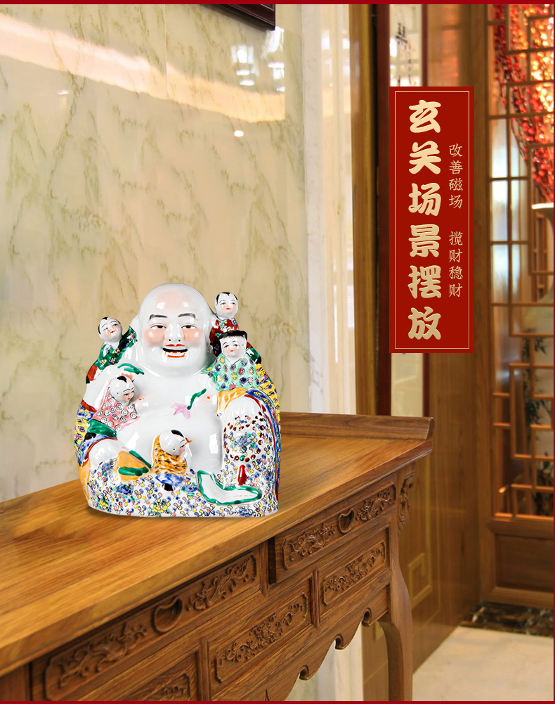 Jingdezhen ceramics characters furnishing articles of Chinese style pastel hand - made abital lohan rich ancient frame creative sitting room adornment