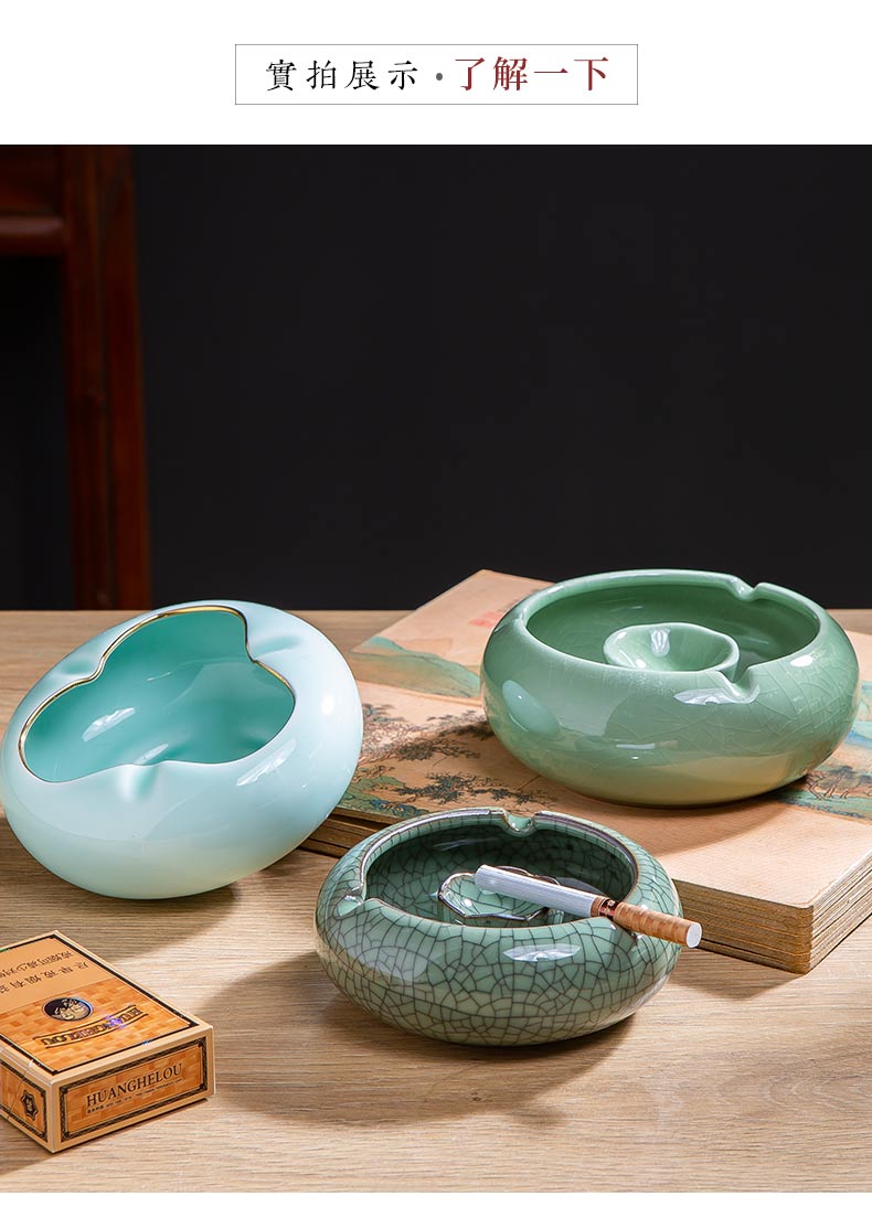 Jingdezhen ceramic fuels the ashtray ideas of new Chinese style household living room office windproof craft ornaments