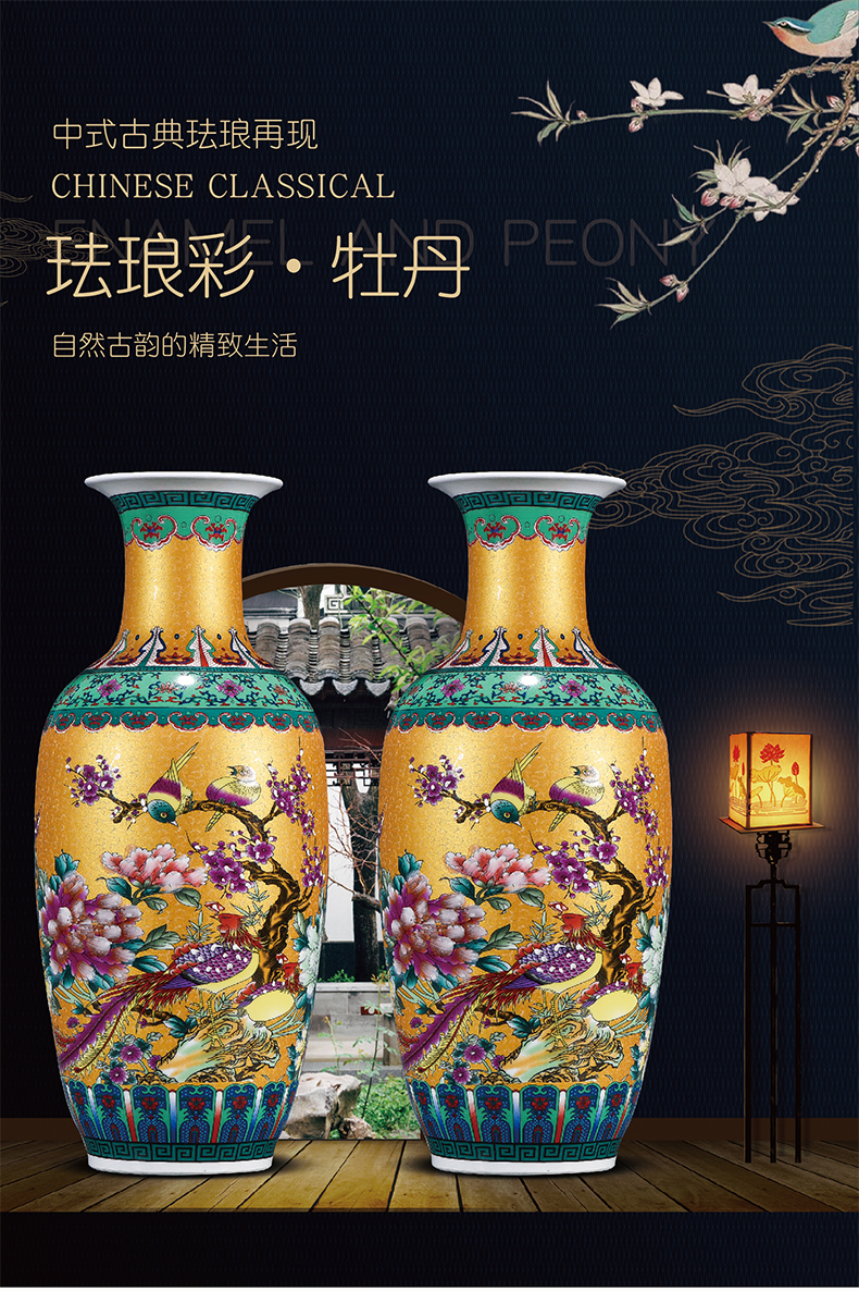 Archaize of jingdezhen ceramics colored enamel large vases, flower arrangement sitting room of Chinese style household adornment landing place