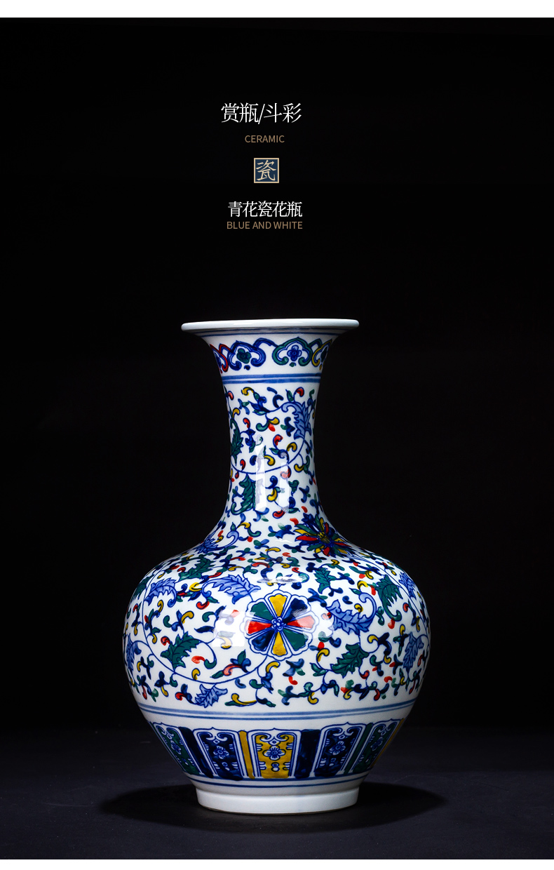 Jingdezhen ceramics antique hand - made bucket color blue and white porcelain vase furnishing articles of Chinese style household adornment flower arrangement sitting room