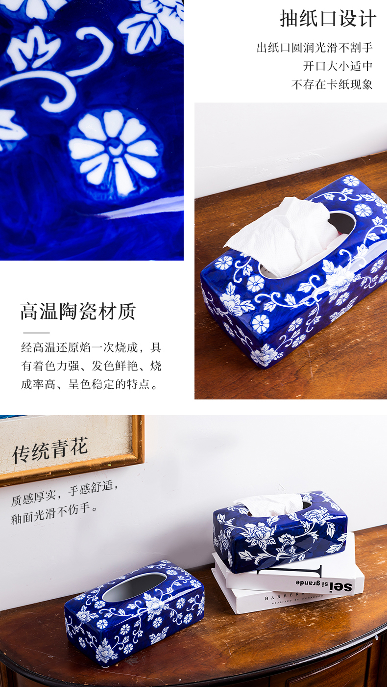 The New Chinese hand - made porcelain of jingdezhen ceramic tissue box furnishing articles home sitting room tea table decoration simple ideas