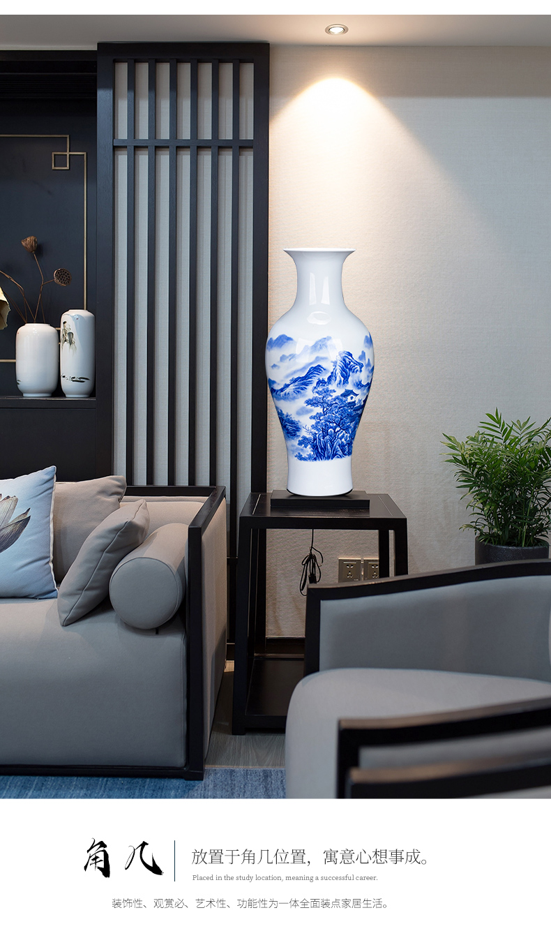 Jingdezhen ceramic pomegranates of blue and white porcelain vase Chinese style living room TV ark, flower arranging porcelain home decoration furnishing articles