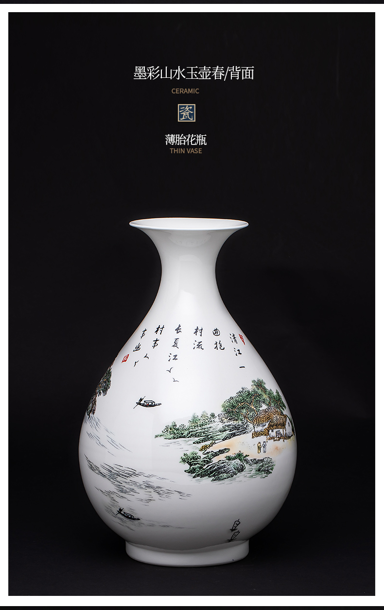 Blue and white porcelain vase furnishing articles of jingdezhen ceramics Chinese flower arranging rich ancient frame home decoration handicraft sitting room