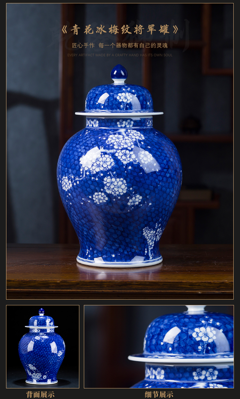 Jingdezhen ceramics archaize Kang Xiqing ice MeiWen hand - made vases furnishing articles Chinese flower arranging porch is decorated living room