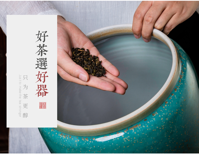 Jingdezhen ceramic up pu 'er tea pot large seal pot home heavy moisture storage tank is large