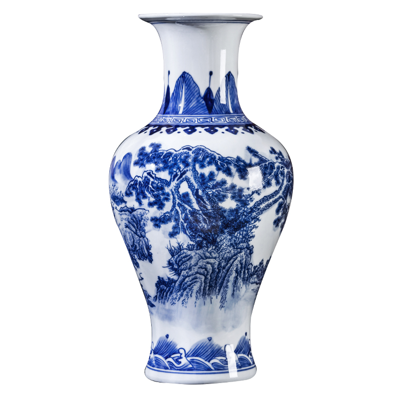 Jingdezhen ceramics hand - made Chinese blue and white porcelain vase rich ancient frame sitting room place flower arrangement craft ornaments