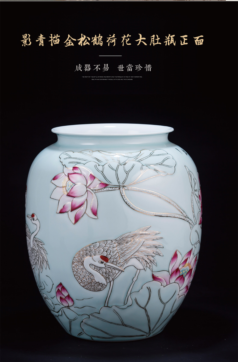 The Master of jingdezhen ceramic hand - made shadow see colour pastel blue pot - bellied bottle of new Chinese style home sitting room adornment is placed