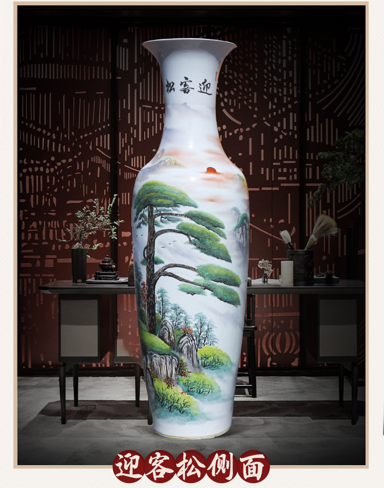 Jingdezhen ceramic large vases, hand - made guest - the greeting pine to heavy large sitting room hotel opening decorations furnishing articles