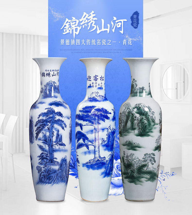 Chinese blue and white porcelain of jingdezhen ceramics of large vase furnishing articles sitting room adornment to heavy large hotel