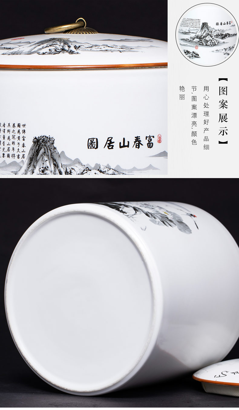 Chinese jingdezhen ceramics caddy fixings large inferior seal pot moistureproof household puer tea storage tanks on figure