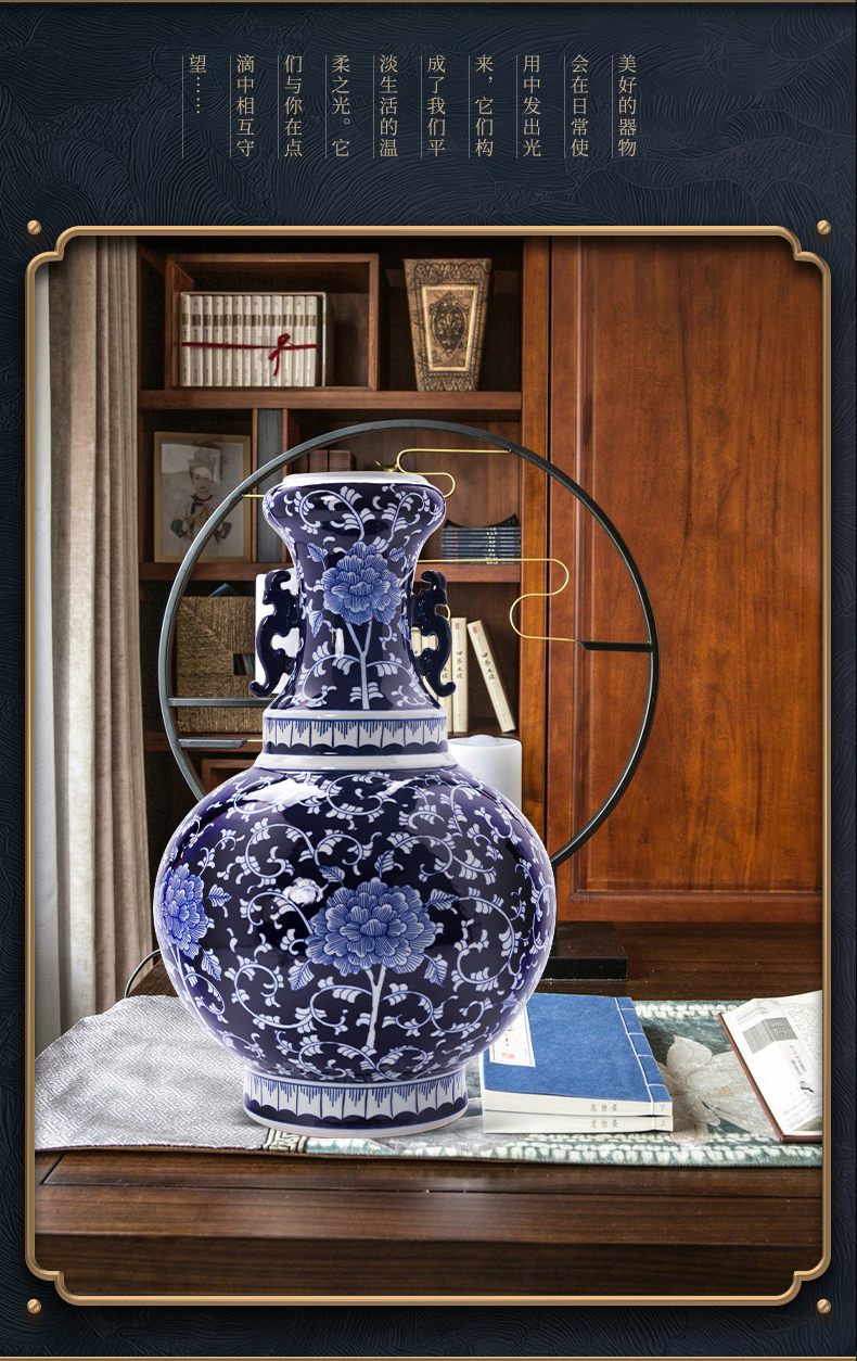 Jingdezhen ceramics imitation the qing qianlong blue tie up branch lotus bottle craft supplies sitting room bedroom study furnishing articles