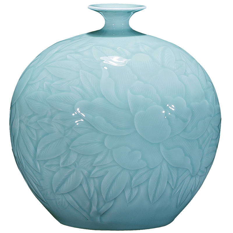Jingdezhen ceramics, vases, flower arranging new Chinese style living room rich ancient frame furnishing articles shadow green pomegranate bottles of home decoration