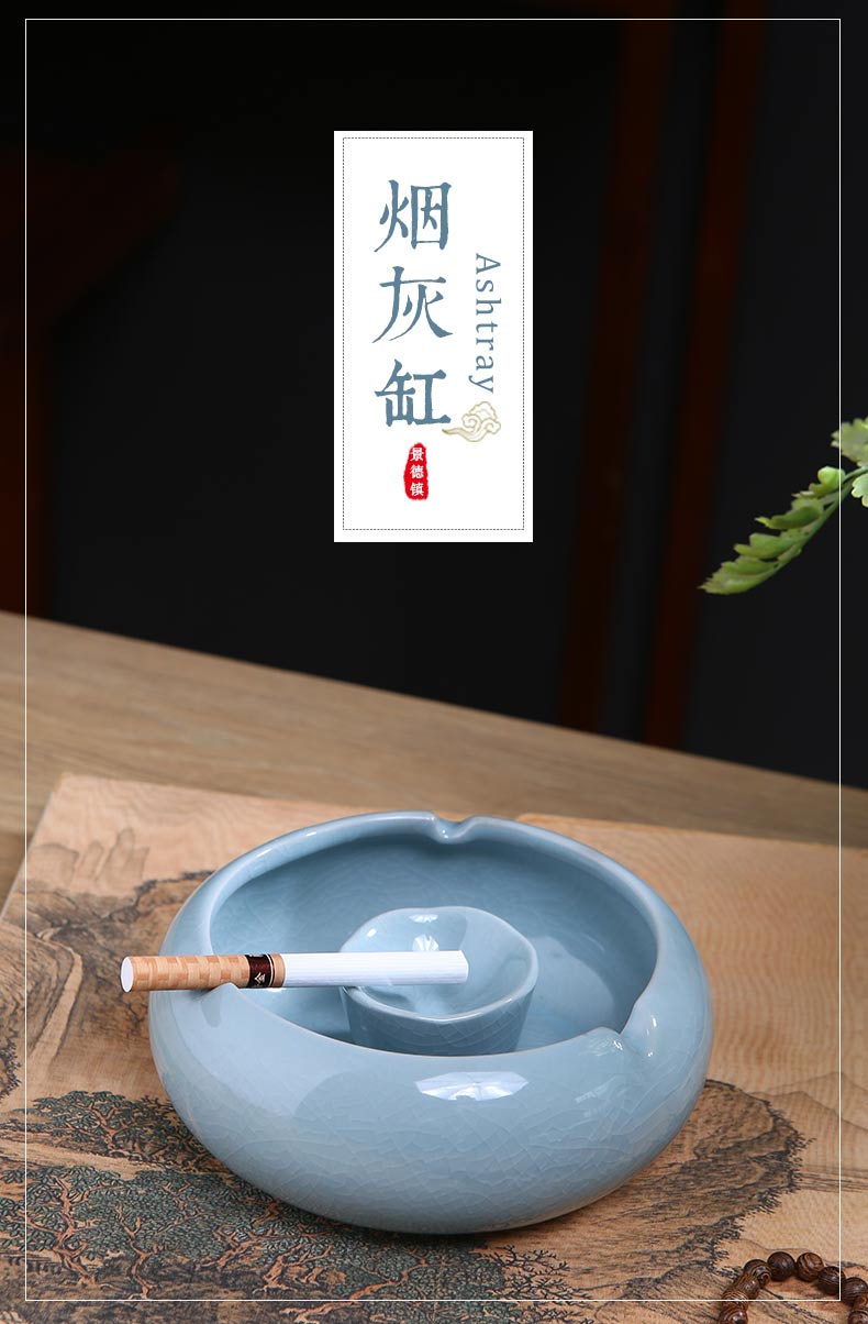 Chinese jingdezhen ceramics creative home sitting room office furnishing articles crack windproof tea table ashtray ornaments