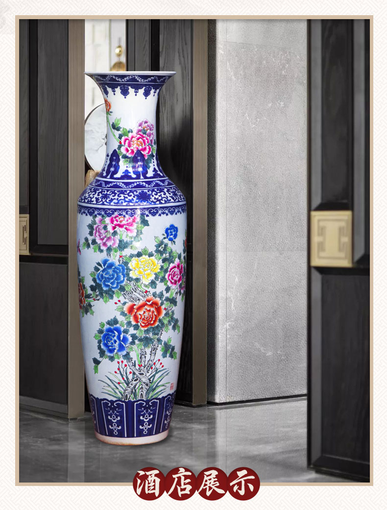 Jingdezhen ceramic blooming flowers, hand - made the size of large vases, Chinese style living room decoration to the hotel opening furnishing articles