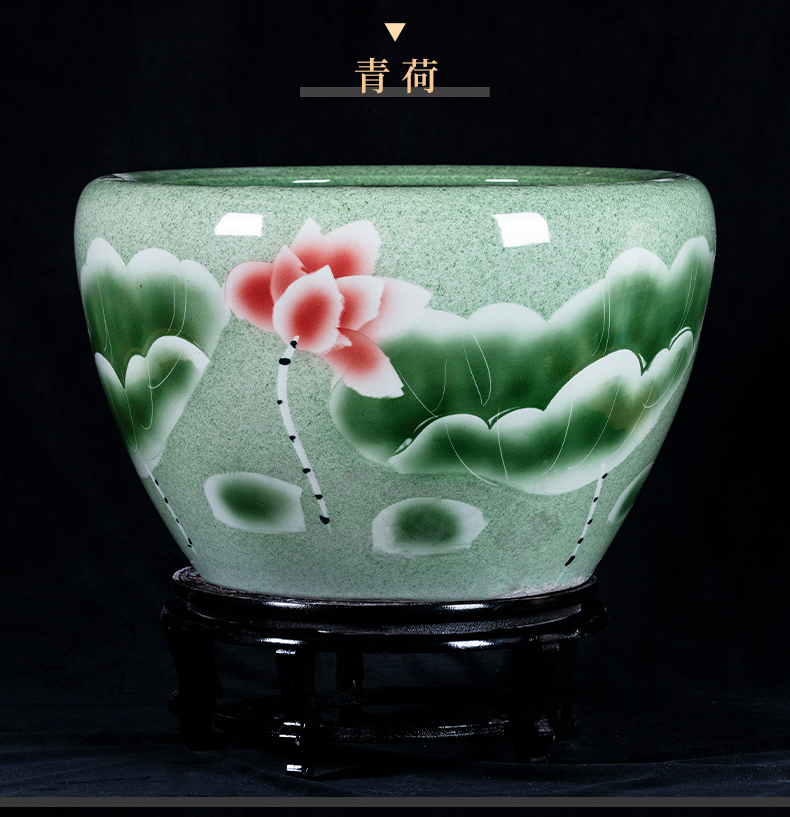 Jingdezhen ceramic hand - made aquarium large home sitting room landscape garden floor furnishing articles is suing green plant adornment