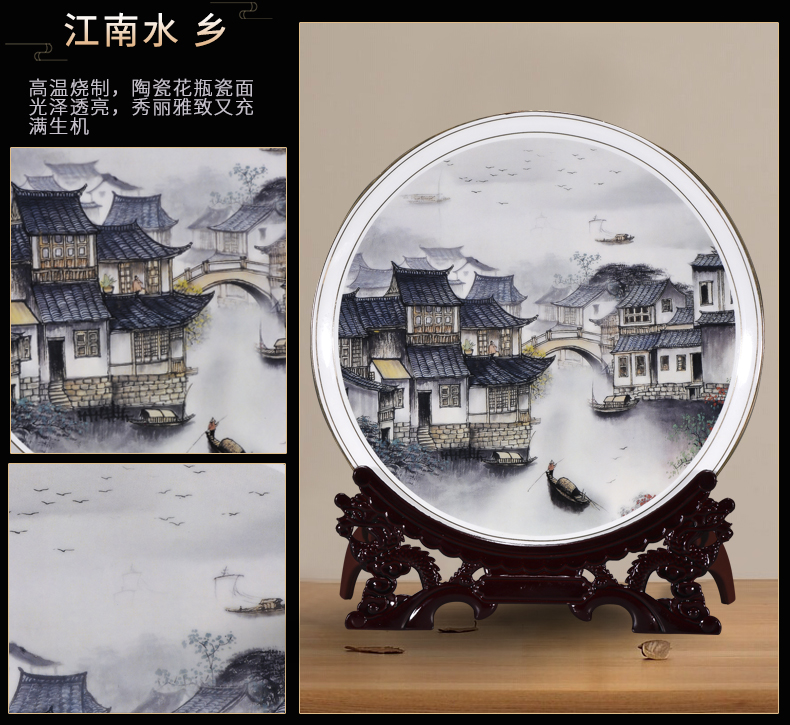 Jingdezhen ceramic powder enamel name plum harbinger figure furnishing articles home sitting room adornment TV ark, decoration decoration plate