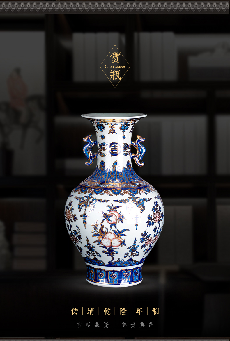 Hand the see colour of blue and white porcelain of jingdezhen ceramic vases, Chinese style living room TV cabinet China household decorations