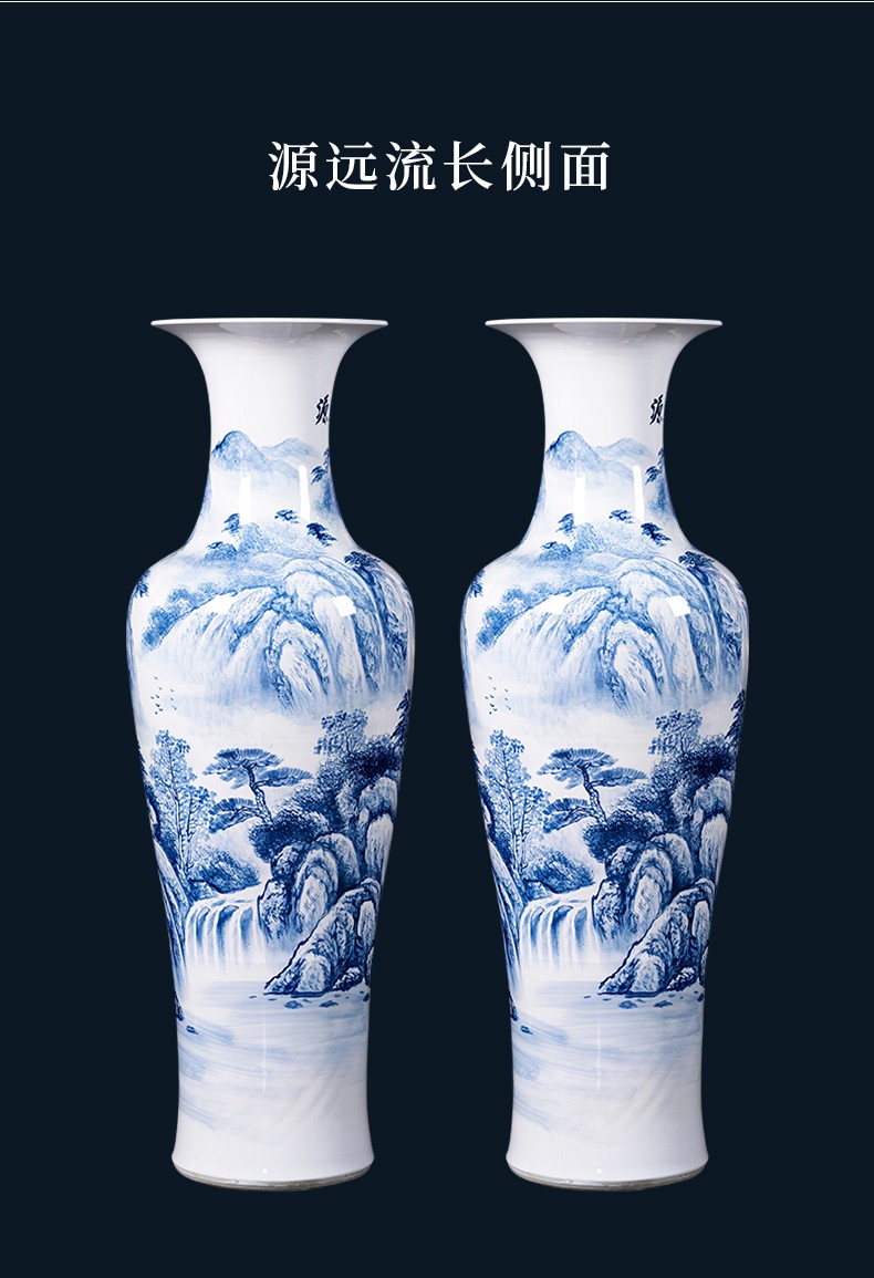 Jingdezhen blue and white tail hand - made ceramics has a long history of large vase sitting room hotel decoration furnishing articles