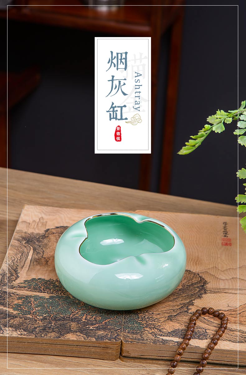 Jingdezhen ceramic fuels the ashtray ideas of new Chinese style household living room office windproof craft ornaments