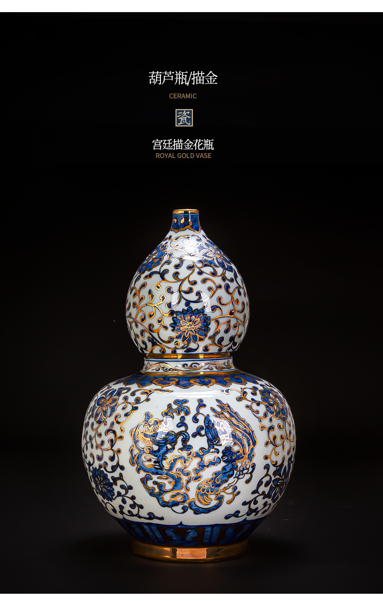 Jingdezhen ceramics high - grade household adornment see hand blue and white porcelain vase furnishing articles Chinese style restoring ancient ways the sitting room