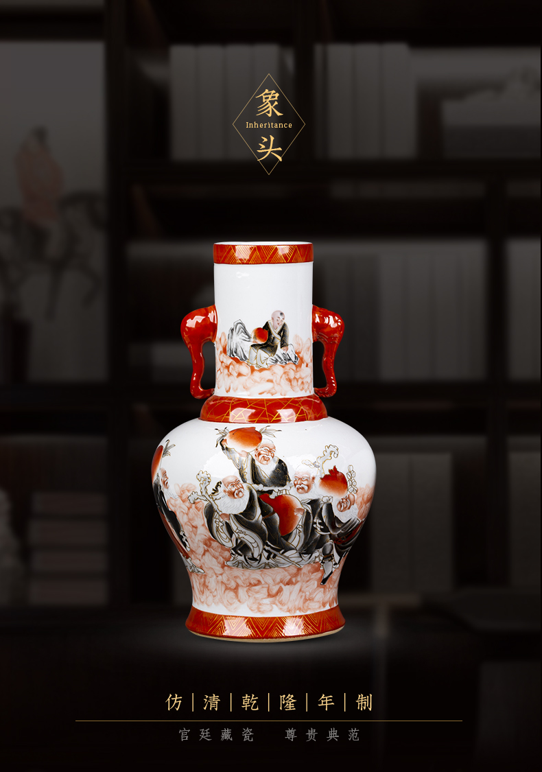 Jingdezhen ceramic ear vase hand - made paint sitting room tea table rich ancient frame furnishing articles of Chinese style restoring ancient ways household act the role ofing is tasted