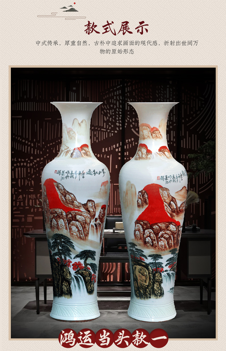 Jingdezhen ceramic hand - made much luck landing a big vase Chinese sitting room adornment is placed large opening gifts