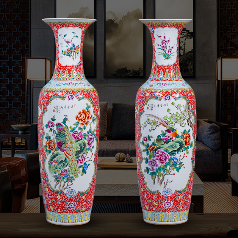 Jingdezhen ceramics hand - made large vases, antique Chinese style hotel furnishing articles new home decoration large living room